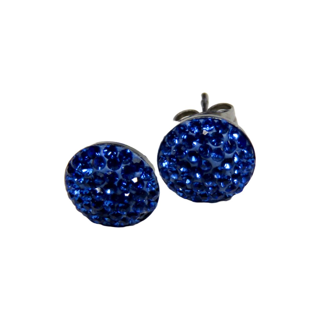 Inox Womens Polished Stainless Steel Stud Earrings With Blue Cz Accents 39$